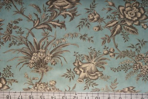 ATELIER MO4405225 LARGE CREAM FLOWER ON TURQUOISE BY MODA